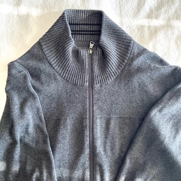 RW&CO. Men's Full Zip-Up Sweater Ribbed Cardigan Dark Grey, Classic Style, XL - Picture 4 of 10